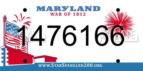 1476166 Maryland License Plate