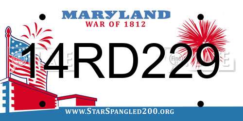14RD229 Maryland License Plate