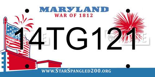 14TG121 Maryland License Plate