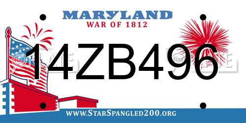 14ZB496 Maryland License Plate