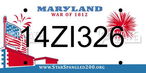 14ZI326 Maryland License Plate