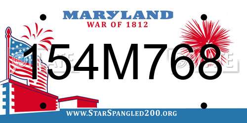 154M768 Maryland License Plate