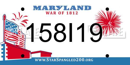 158I19 Maryland License Plate