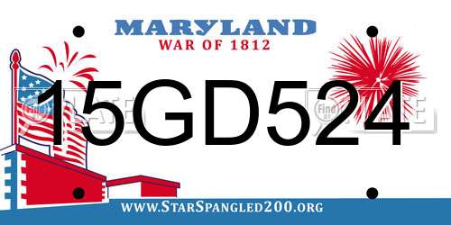 15GD524 Maryland License Plate