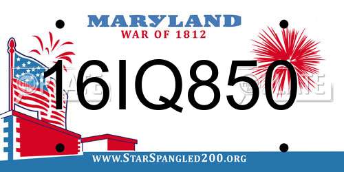16IQ850 Maryland License Plate