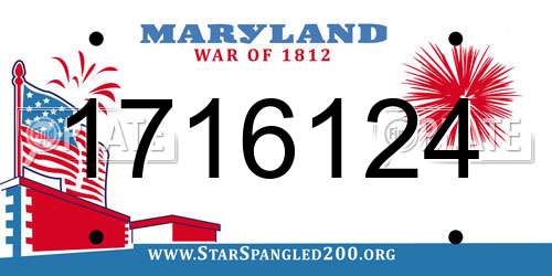 1716124 Maryland License Plate