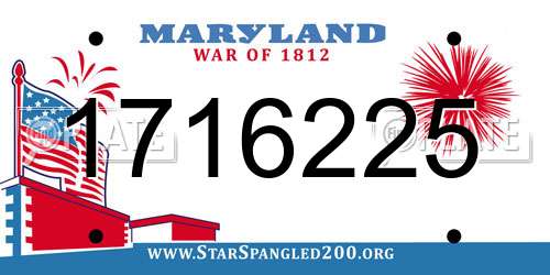 1716225 Maryland License Plate