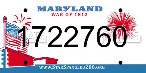1722760 Maryland License Plate