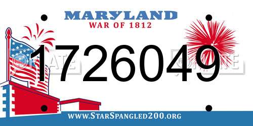 1726049 Maryland License Plate