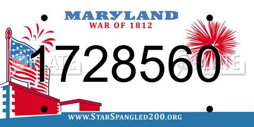 1728560 Maryland License Plate