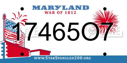 17465O7 Maryland License Plate