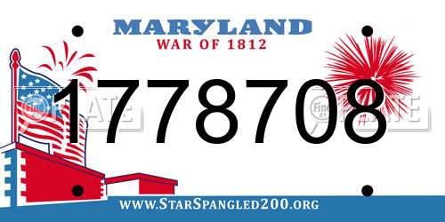 1778708 Maryland License Plate