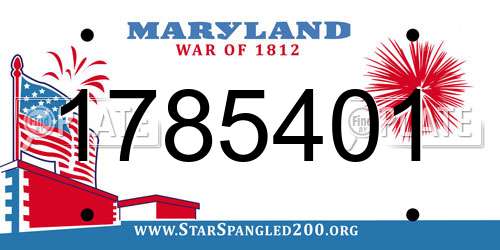 1785401 Maryland License Plate