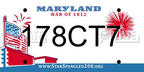 178CT7 Maryland License Plate