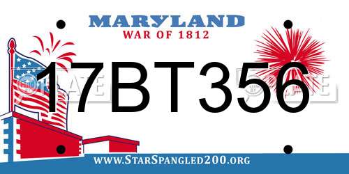 17BT356 Maryland License Plate