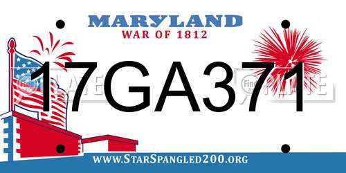 17GA371 Maryland License Plate