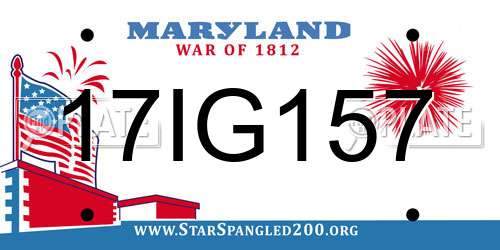 17IG157 Maryland License Plate
