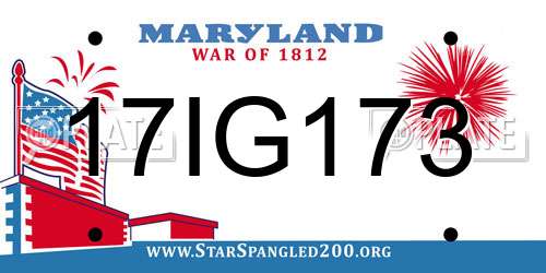 17IG173 Maryland License Plate