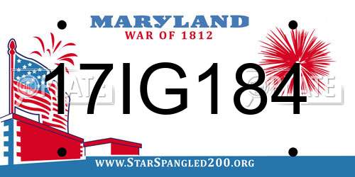 17IG184 Maryland License Plate