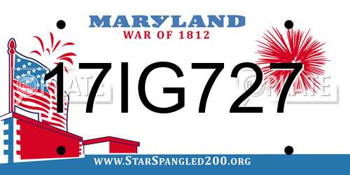 17IG727 Maryland License Plate
