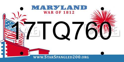 17TQ760 Maryland License Plate