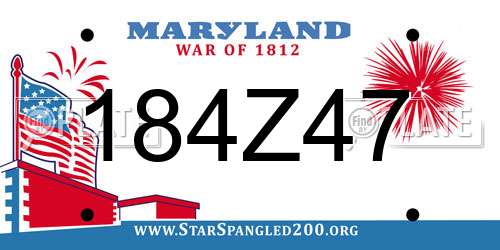 184Z47 Maryland License Plate