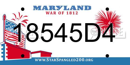 18545D4 Maryland License Plate