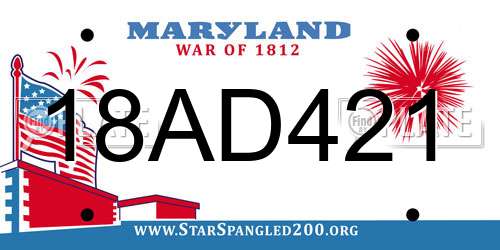 18AD421 Maryland License Plate