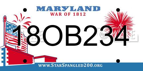 18OB234 Maryland License Plate