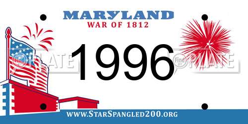 1996 Maryland License Plate