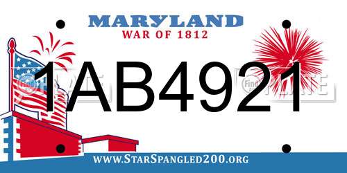 1AB4921 Maryland License Plate