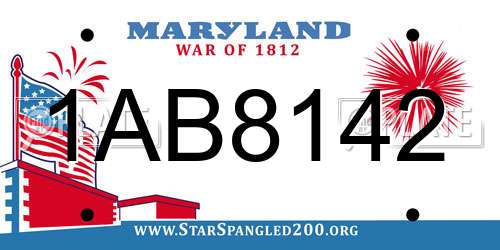 1AB8142 Maryland License Plate