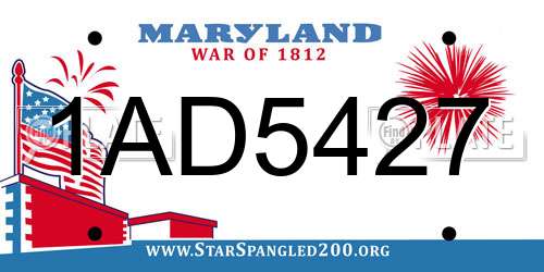 1AD5427 Maryland License Plate