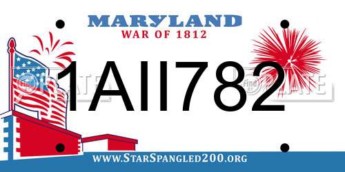 1AII782 Maryland License Plate