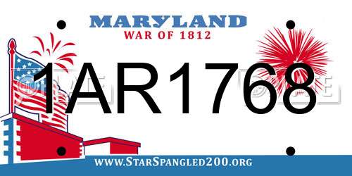 1AR1768 Maryland License Plate