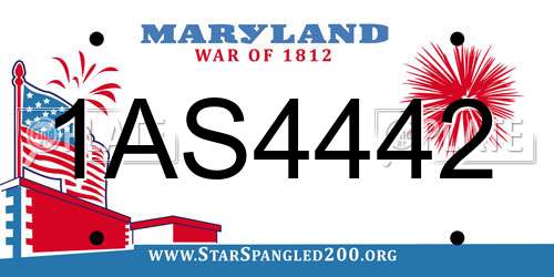 1AS4442 Maryland License Plate
