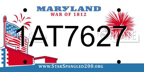 1AT7627 Maryland License Plate