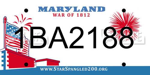 1BA2188 Maryland License Plate