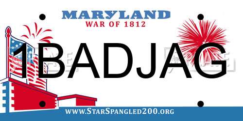 1BADJAG Maryland License Plate