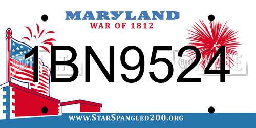 1BN9524 Maryland License Plate