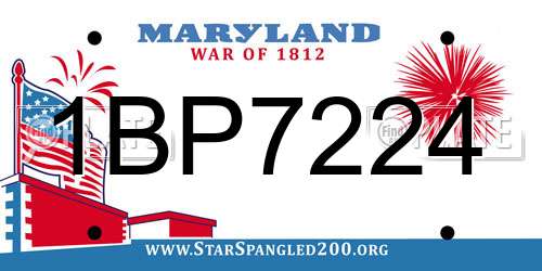 1BP7224 Maryland License Plate