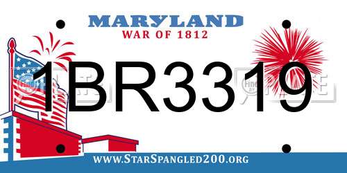 1BR3319 Maryland License Plate