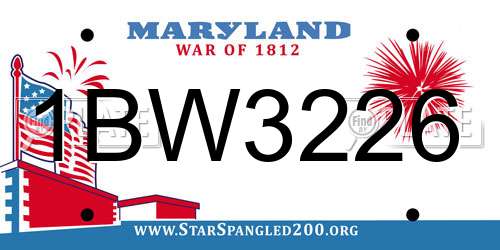 1BW3226 Maryland License Plate