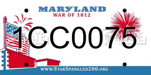 1CC0075 Maryland License Plate