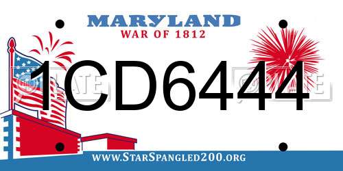 1CD6444 Maryland License Plate