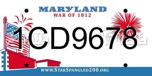 1CD9678 Maryland License Plate