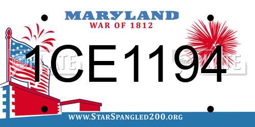 1CE1194 Maryland License Plate