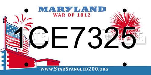 1CE7325 Maryland License Plate