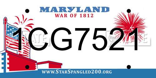 1CG7521 Maryland License Plate