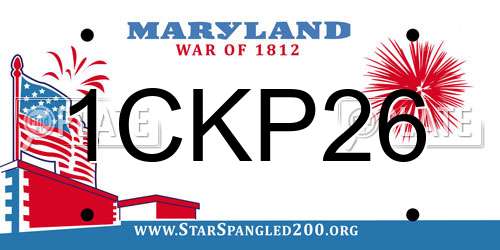 1CKP26 Maryland License Plate